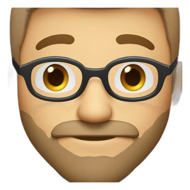 cara de hombre blanco con barba blanca, sin bigote, cejas café,lentes azules redondos, sorprendido sticker