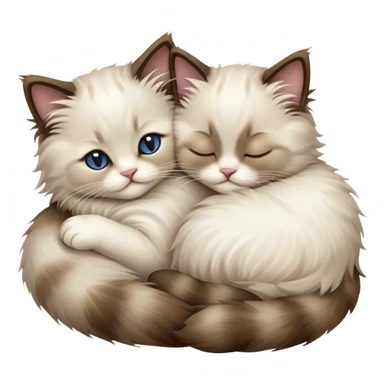 I'd like to get an emoji with 2 ragdoll kittens, looking cute and fun while they sleep sticker
