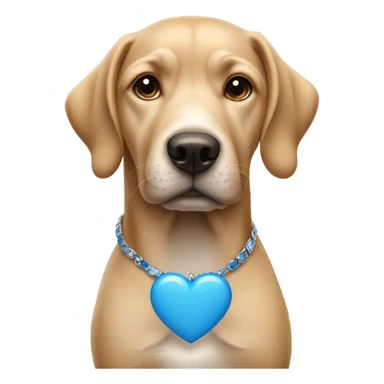 Dog wearing blue heart necklace sticker