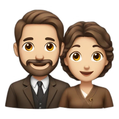 Jewish man and Chinese lady with brown Staffordshire terrier sticker