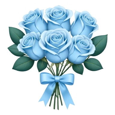 light blue rose bouquet tied with a ribbon sticker