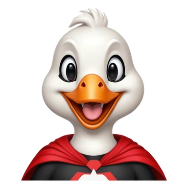 super hero goose laughs in black and red outfit sticker