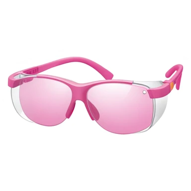 pink laboratory safety glasses, wraparound design with pink-tinted lenses, scientific eyewear sticker