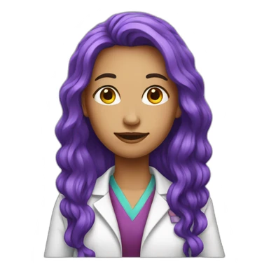 scientist women young with purple long hair sticker