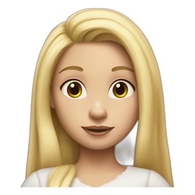 A girl with blonde hair and white skin with shrek ears sticker