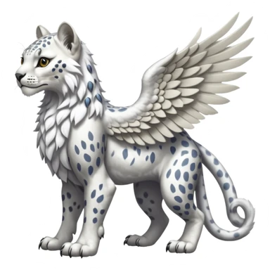 Albino white-furred Snow-Leopard-Gryphon-griffin-chimera-hybrid, full body sticker