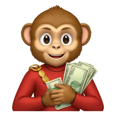 monkey holding money on shoudure sticker
