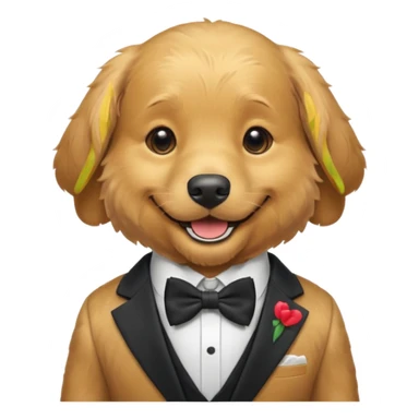 dog with bow in suit. sticker
