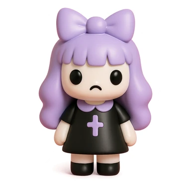 gothic bow, vinyl figure style sticker