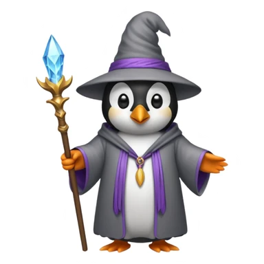 penguin wizard with a staff sticker