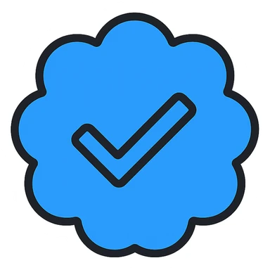 Instagram-style blue verification tick, vibrant and recognizable color icon sticker