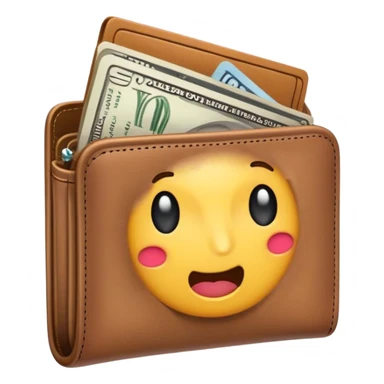 Design an emoji of an open wallet with dust coming out instead of money. The wallet looks abandoned and empty, representing financial struggles sticker