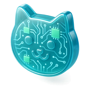 cat icon with glossy circuit style sticker
