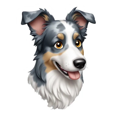 blue merle border collie with pricked ears and no brown on face sticker