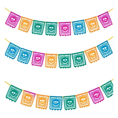 festive one garland of colorful mexican papel picado sticker