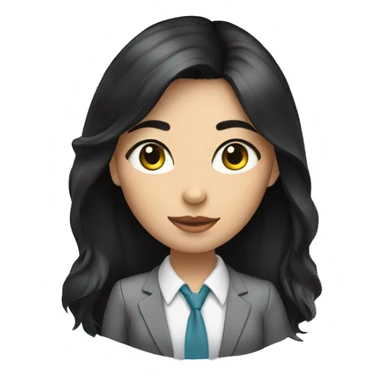 young cat's eye woman office worker with long black hair sticker
