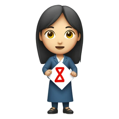 Korean woman holding 4B movement sign sticker