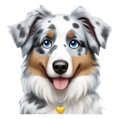 Blue Merle Australian shepherd with blue eyes one ear sticking up angel halo sticker