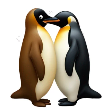 One bretzel and one pinguin hugging each other sticker