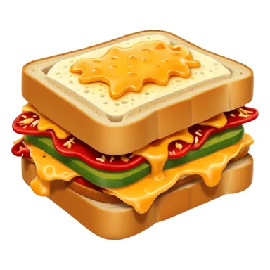 spicy sucuk sandwich object icon, toasted bread, sliced spicy sucuk inside, melted cheese, red chili peppers, steam coming out, 3D cartoon, mobile game icon style, centered, clean background, soft shadow, no text, no watermark
 sticker