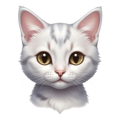 Cinematic Kitten, Ultra realistic 32k HD, Breathtaking piece of art, rim lighting, hauntingly beautiful art, mostly greyscale, Balanced features, highly detailed digital artwork, glowing with silver light, glowing, high shine, deviant adoptable, highly detailed clothing, remembrance, a painting of white silver, fanciful, enchanting, ghostly, embodying the essence of both reality and fantasy, dreamy, dreamy glow, optical illusion, immaculate composition, complex pose, air composition. The image is so lifelike that it feels as though it could leap off the canvas at any moment sticker