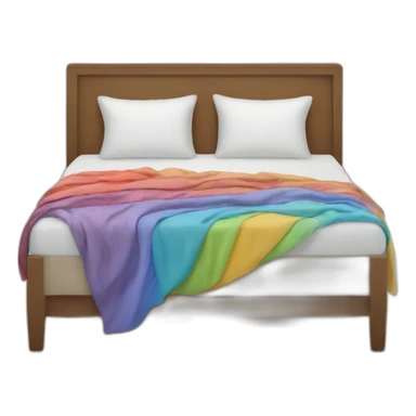 bed with multicolored sheets sticker