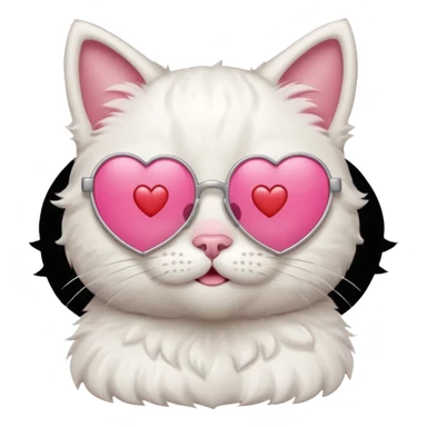 a cute white cat wearing heart sunglasses while smilling sticker