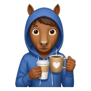  horse with hoodie character holding coffee sticker