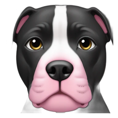 Half body Black pitbull with pink mark on upper nose, with a thin white line from nose to forehead sticker