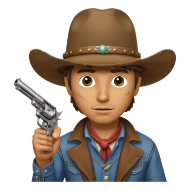A cowboy pointing his revolver in front of you and saying, "Give me your money." sticker