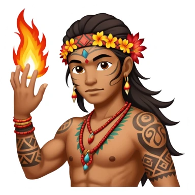 Hawaiian fire dancer with lots of tribal tattoos sticker