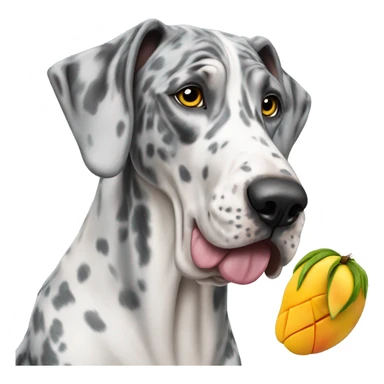 Blue Merle Great Dane eating mango sticker