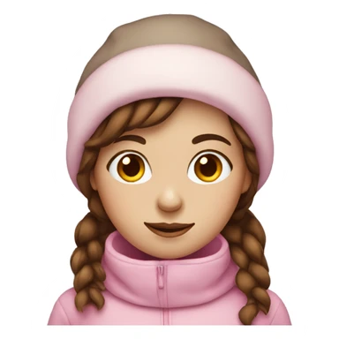 Pink snowman girl brown hair sticker