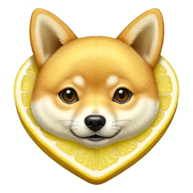 Shiba Jasper realistic heart shaped lemon slice sticker