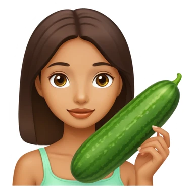 Girl with cucumber or doing skincare sticker