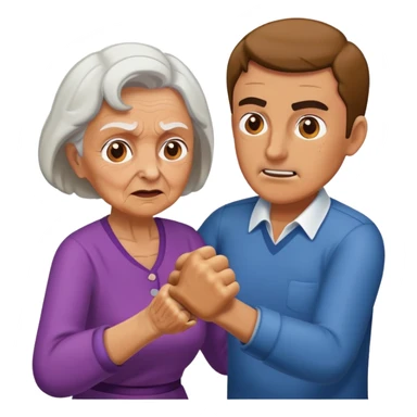 Guy punching grandma sticker