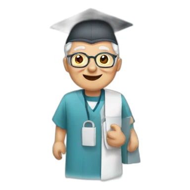 Elderly patient, graduate sticker