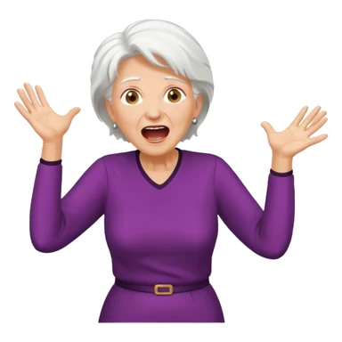 Older Woman jumping screaming and word “fraud” in a bubble sticker