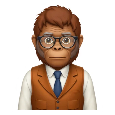 Orangutan secretary, old, glasses, vest sticker