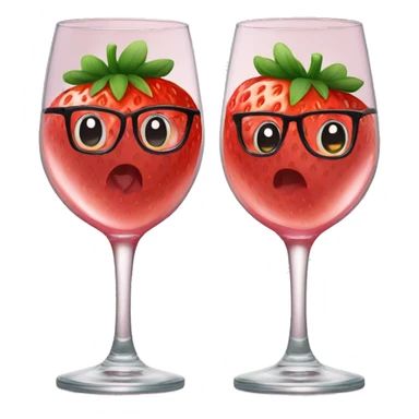 Two normal glasses with strawberry drawn on top of them clinking sticker