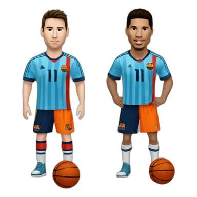 lionel messi y creistiano ronaldo con camisetas de basquet sticker