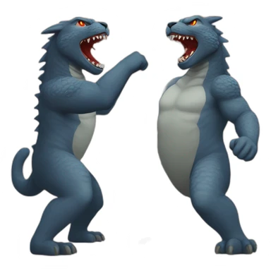 Cat fight with godzilla sticker