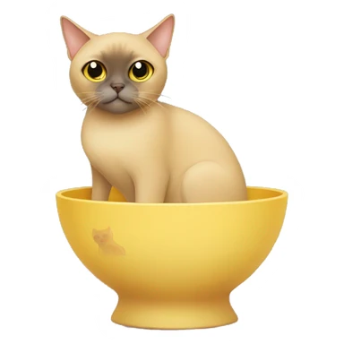 burmese cat sitting next to small yellow bowl sticker