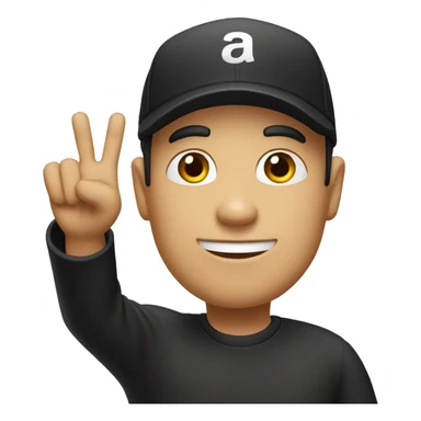 baldman with a black cap raising hand sticker