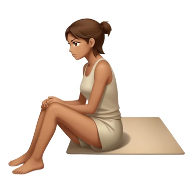 angry woman with brown hair sitting on a floor in profile avoiding conversation sticker