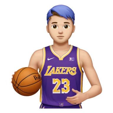 Luka doncic in Lakers uniform with basketball sticker