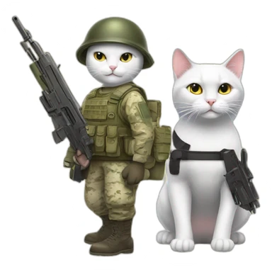 white male cat with soldier anda gun sticker