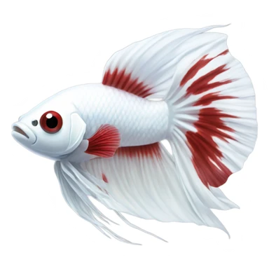 White betta fish with deep red short fins, position: full profile sticker