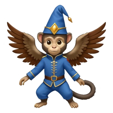 Flying monkey with wings, blue uniform, and fez hat from Wizard of Oz sticker