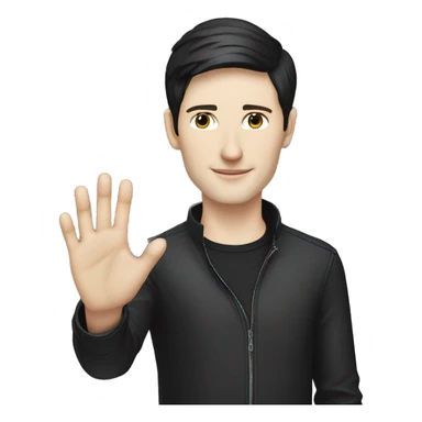 Pavel Durov stands and holds his hand extended to the side, as if he has something in his palm sticker